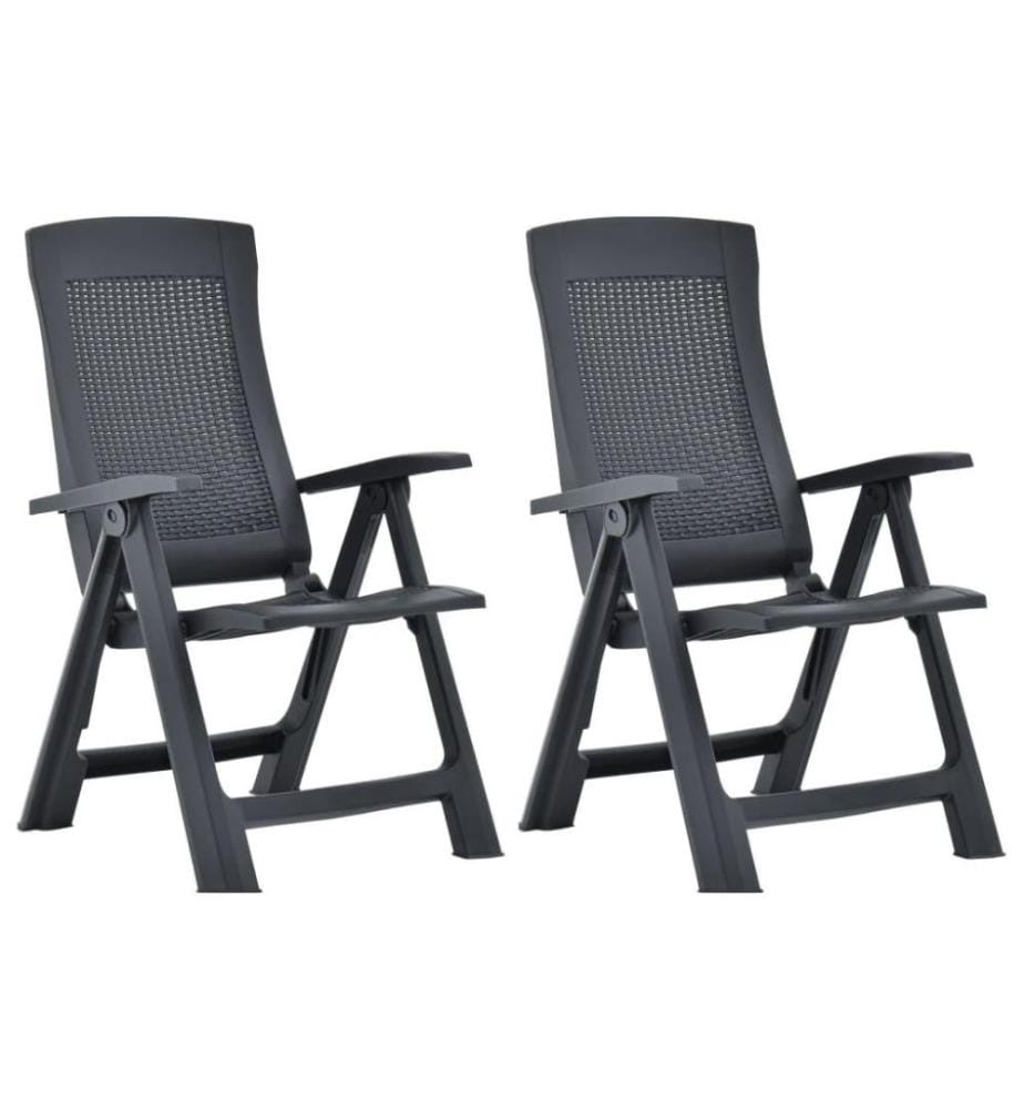 Chaises inclinables de jardin 2 pcs Plastique Anthracite