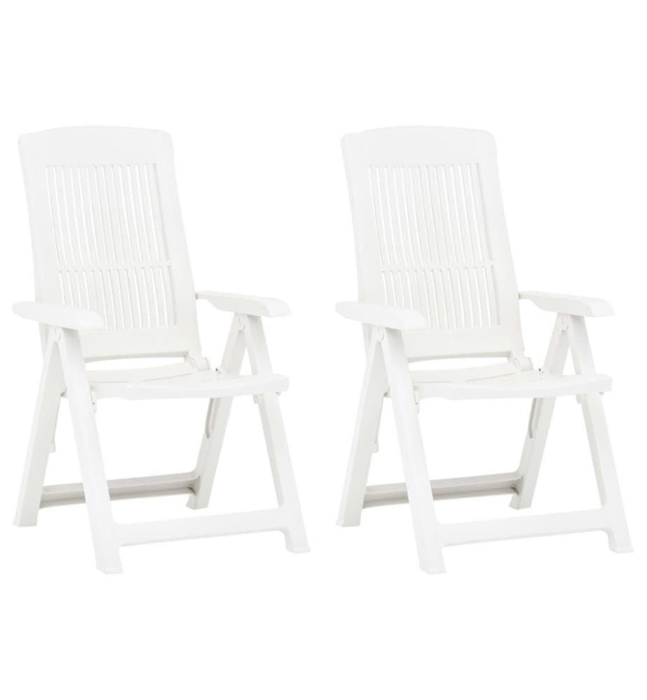 Chaises inclinables de jardin 2 pcs Plastique Blanc