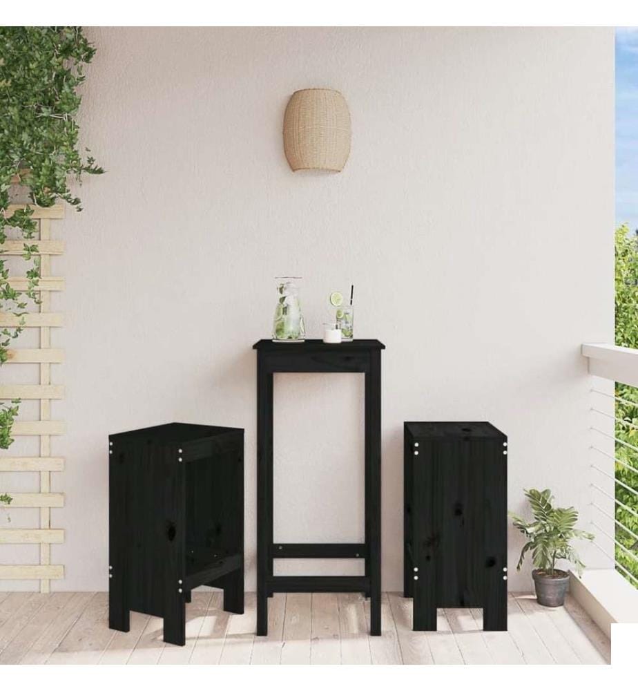 Tabourets de bar 2 pcs noir 40x36x75 cm bois massif de pin