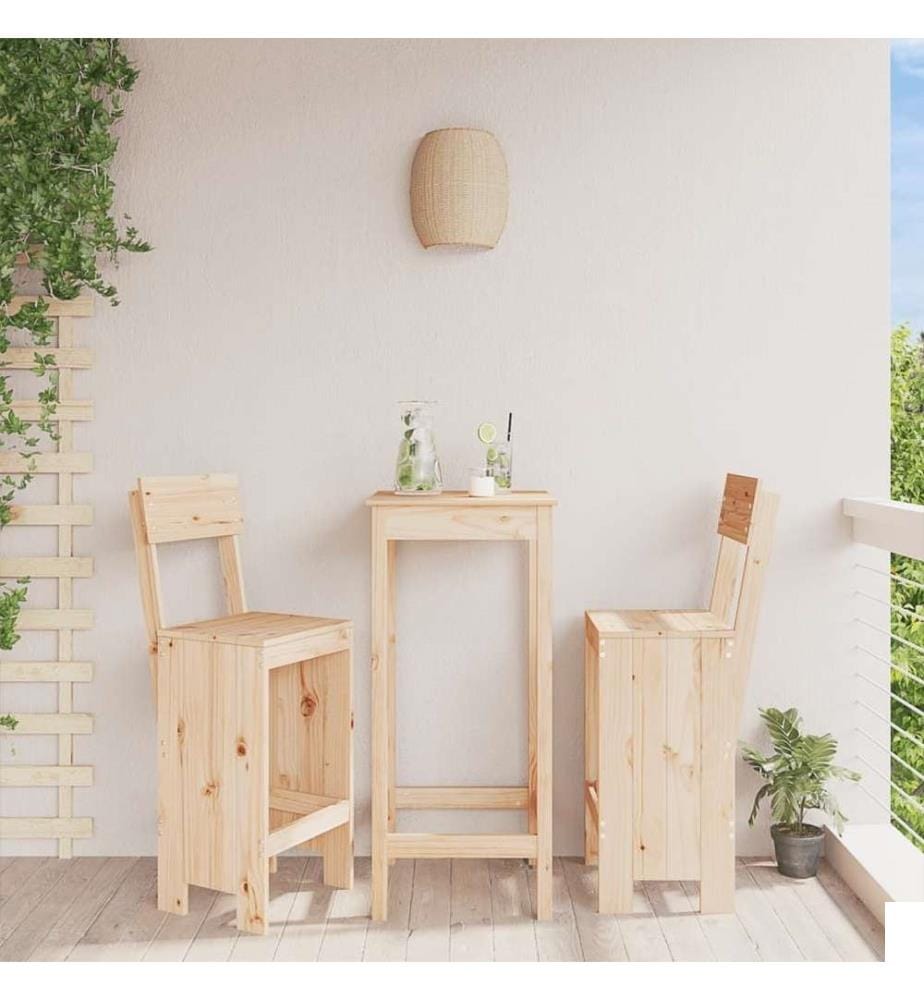 Tabourets de bar 2 pcs 40x48,5x115,5 cm bois massif de pin