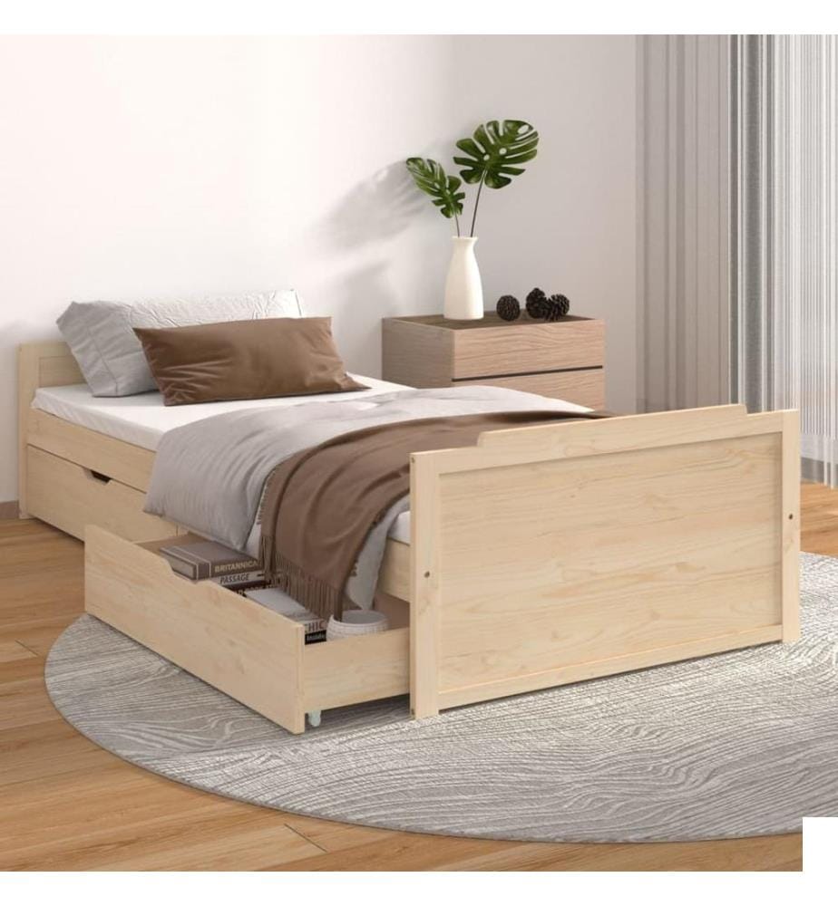 Cadre de lit sans matelas bois de pin massif 90x200 cm