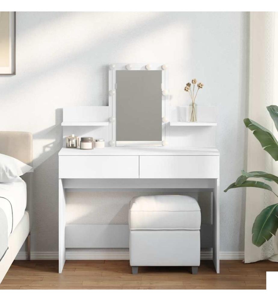 Coiffeuse avec LED blanc 100x40x130 cm