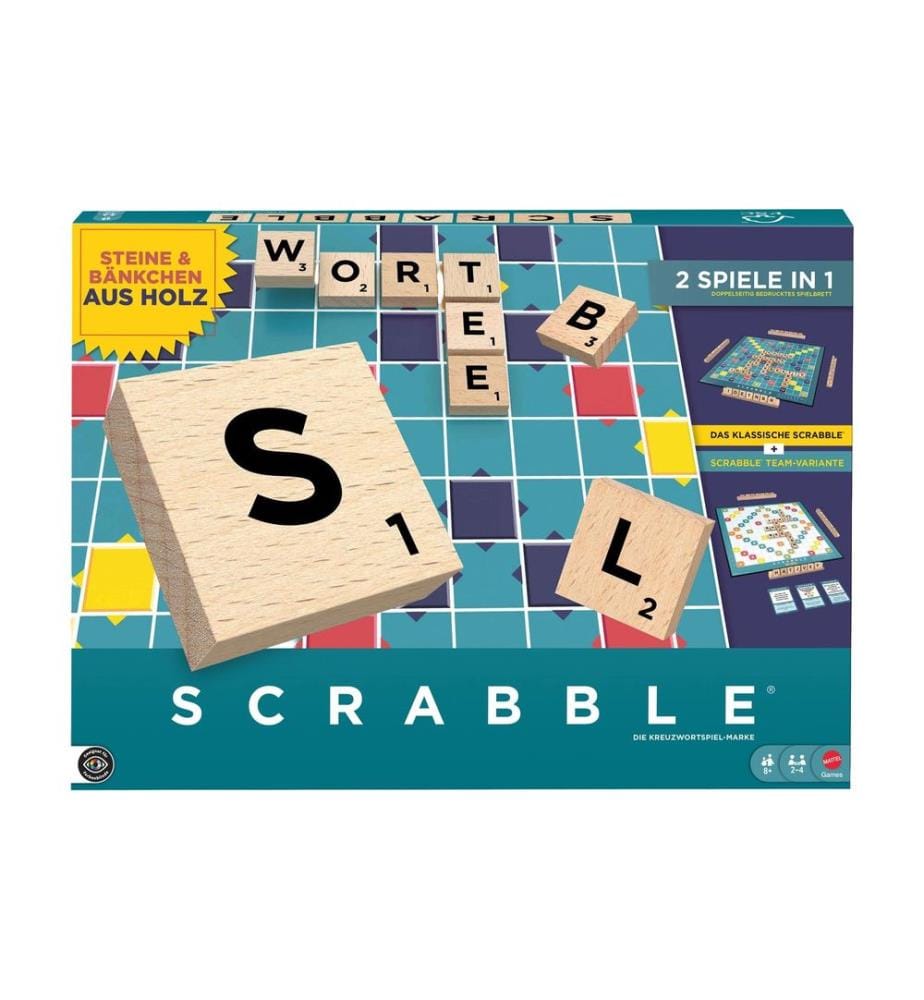 Mattel Spiele - Scrabble original en bois 2 en 1 , 2-4 Spieler  DE -