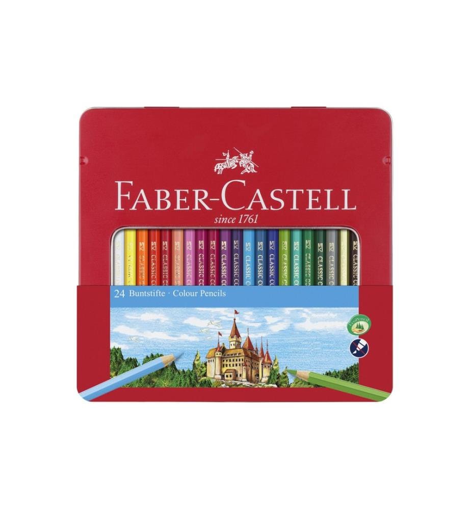 Faber-Castell Crayons de couleur Hexagonal Étui métallique de 24 pièces