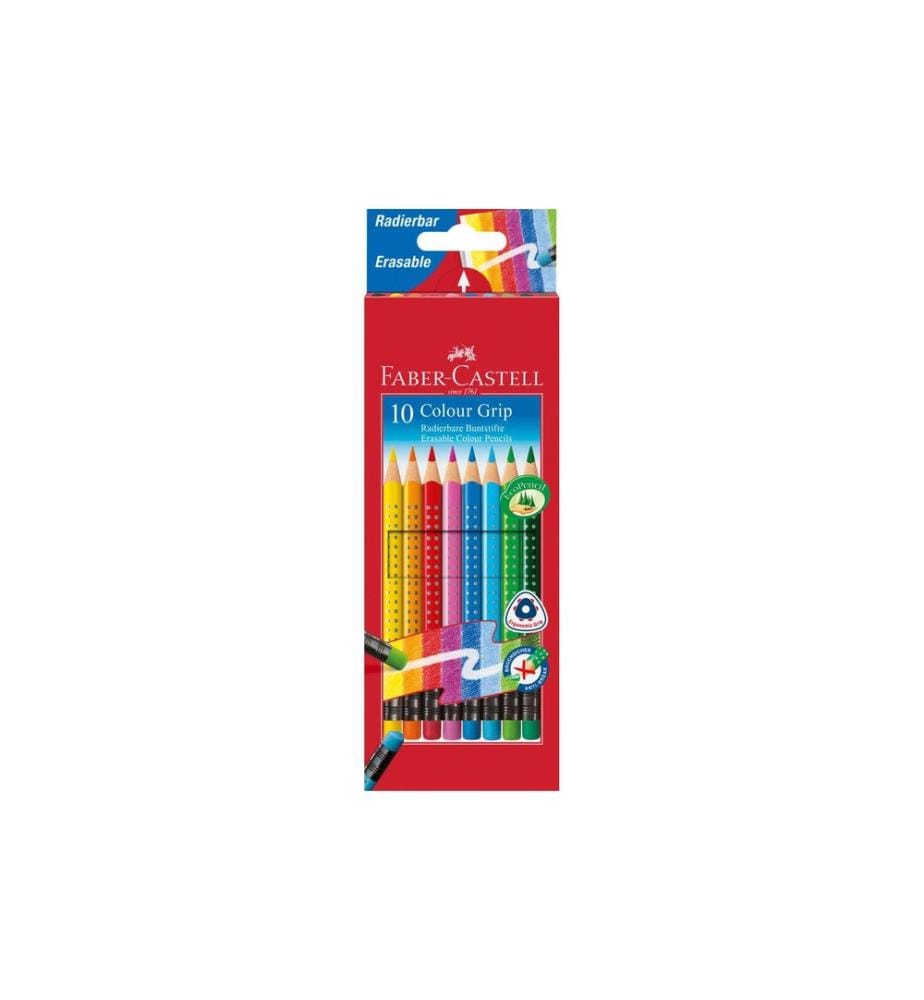 Faber-Castell Crayons de couleur Colour Grip effaçable Étui en carton de 10 pièces