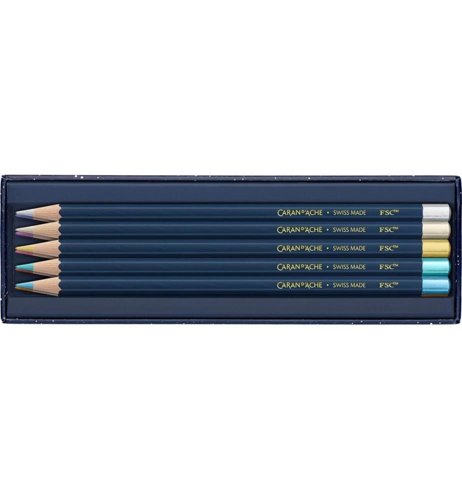 CARAN D'ACHE - Crayons de couleur Bleu cosmique, multicolore