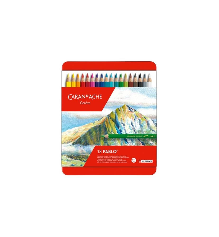 CARAN D'ACHE - Crayons de couleur Pablo 18 pièces