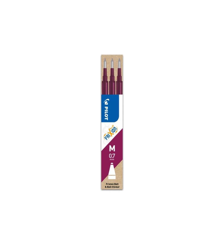 PILOT - Cartouche FriXion Refill 3 pièces 0.7 mm, Rouge bordeaux