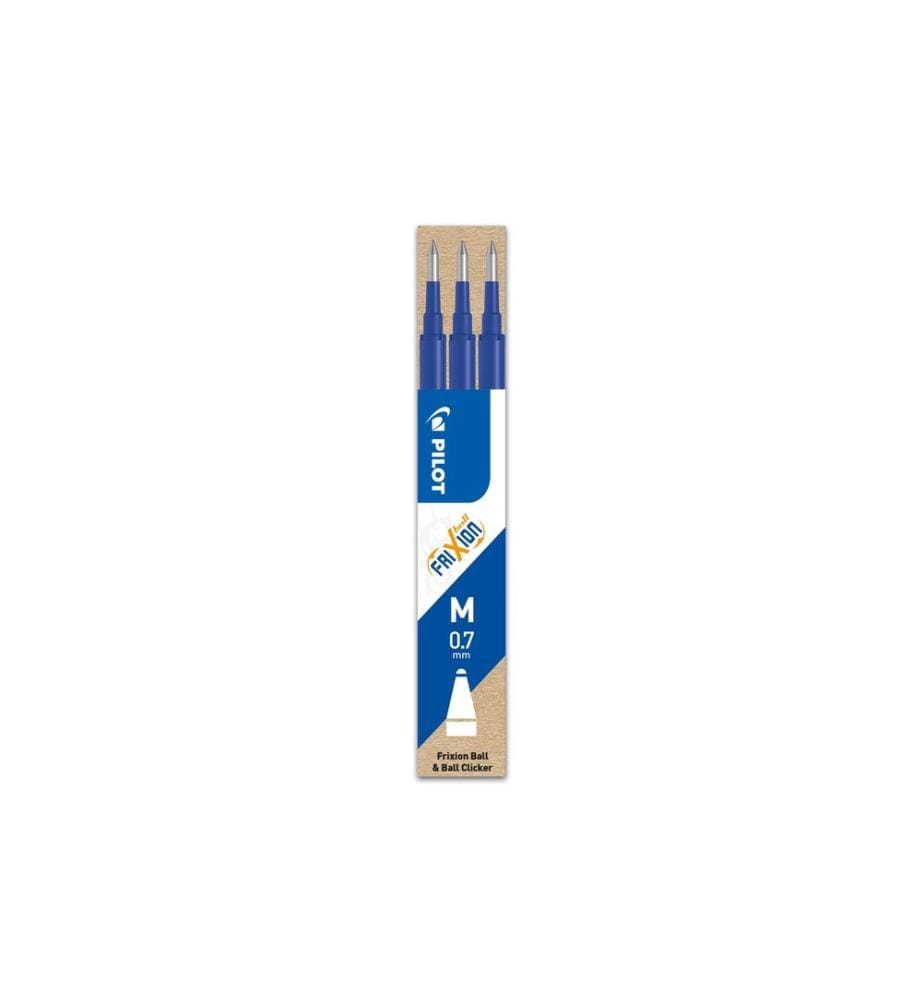 PILOT - Cartouche Recharge Frixion 3 pièces, Bleu, 0.7 mm