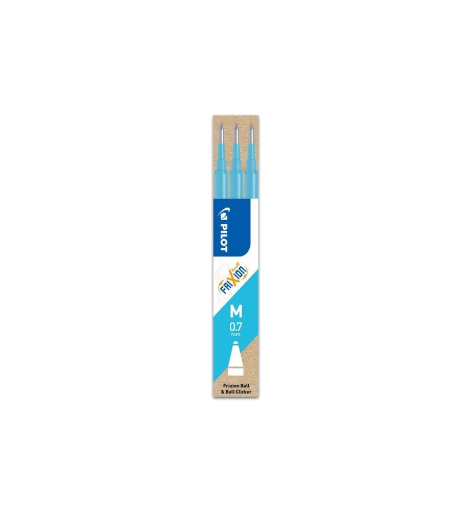 PILOT - Cartouche Frixion Refill 3 pièces, Bleu clair, 0.7 mm