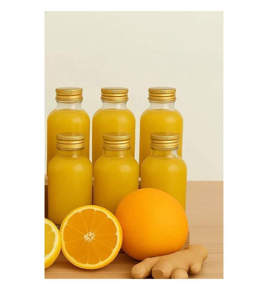 Lot de 6 bouteilles en verre - Transparent et Doré