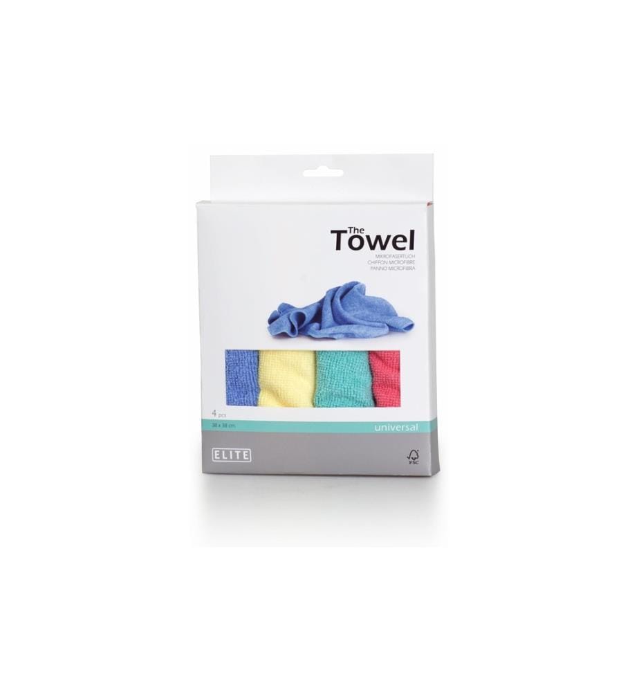 Elite - Chiffon de nettoyage en microfibre 4 pièces, Multicolore
