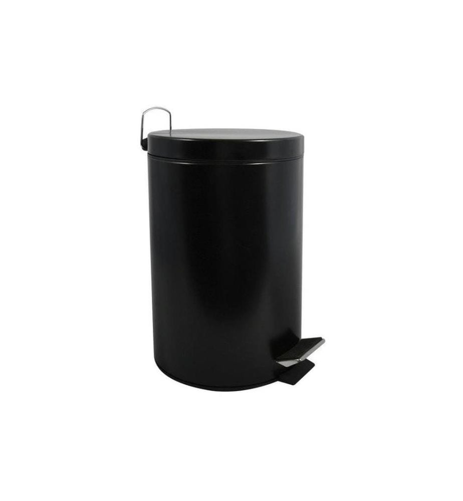 MSV - Poubelle à pédale 12 l, Noir mat/Noir