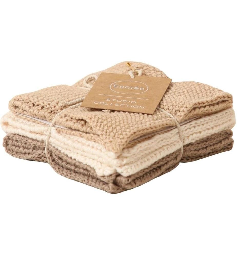 Esmée Chiffon de nettoyage Set tricoté 3 Pièce/s, Couleur sable