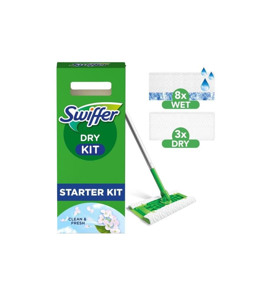 SWIFFER - Balai à laver Kit de démarrage 12 pièces, vert