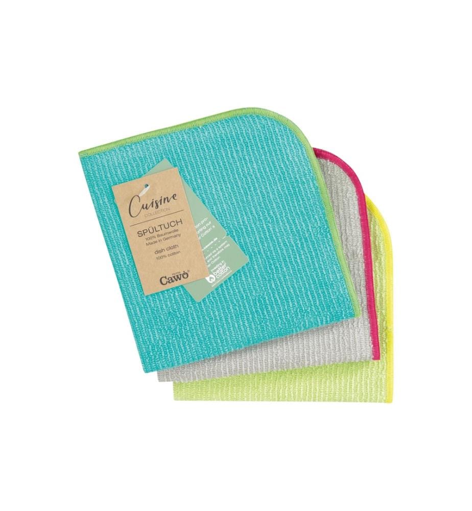 CAWÖ - Torchon à vaisselle Trio 30 x 30 cm, 3 pièces, turquoise/pistache