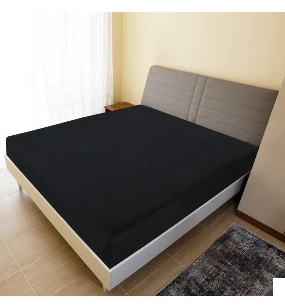 Drap-housse Jersey Noir 160x200 cm Coton