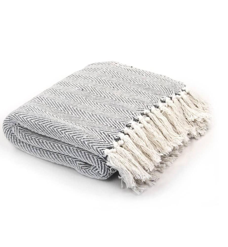 Couverture coton à chevrons 160x210 cm Gris
