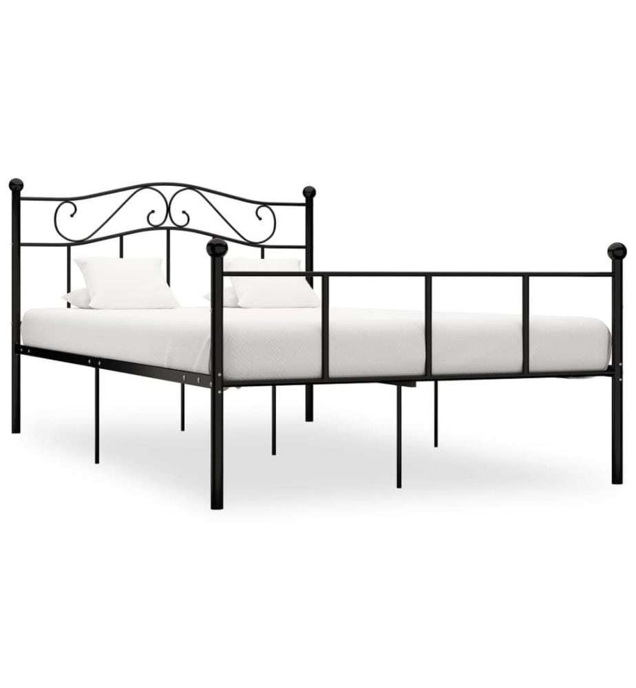 Cadre de lit sans matelas noir métal 120x200 cm