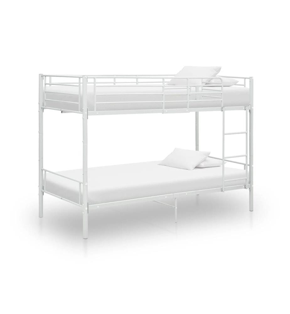 Lit superposé sans matelas blanc métal 90x200 cm