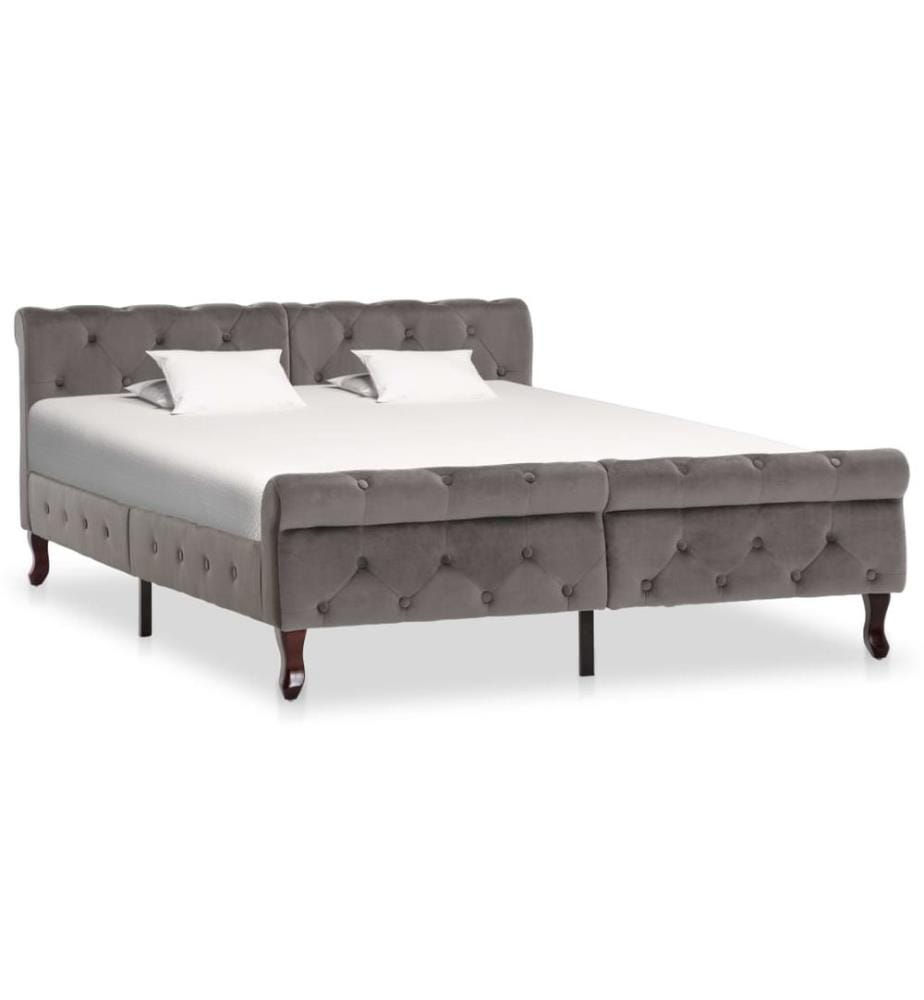 Cadre de lit sans matelas gris velours 140x200 cm