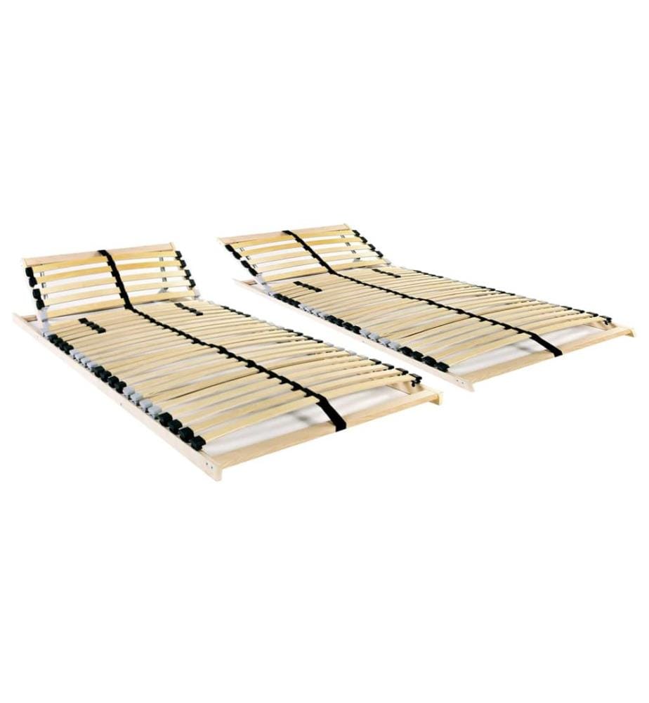 Sommiers à lattes sans matelas 2 pcs avec 28 lattes 90x200 cm