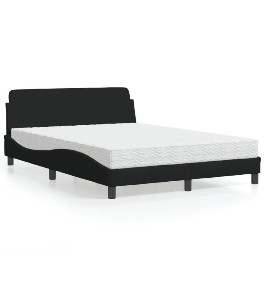 Lit avec matelas Dover noir 120x200 cm tissu