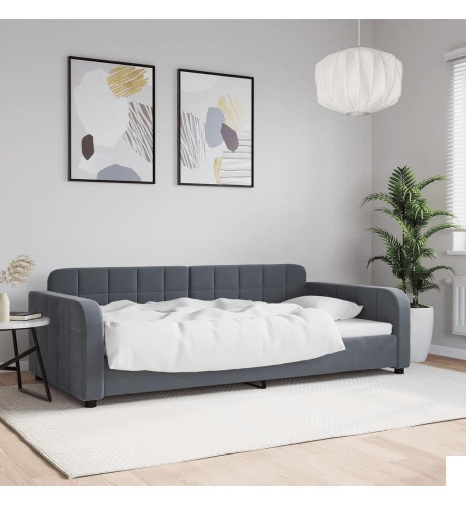 Lit de repos sans matelas gris foncé 100x200 cm velours