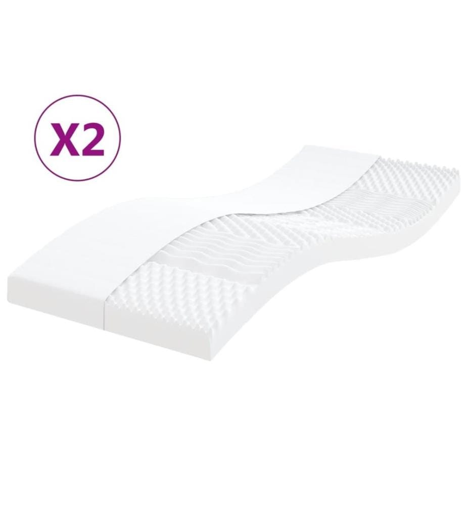 Matelas en mousse 2 pcs blanc 90x200 cm 7 zones dureté 20 ILD