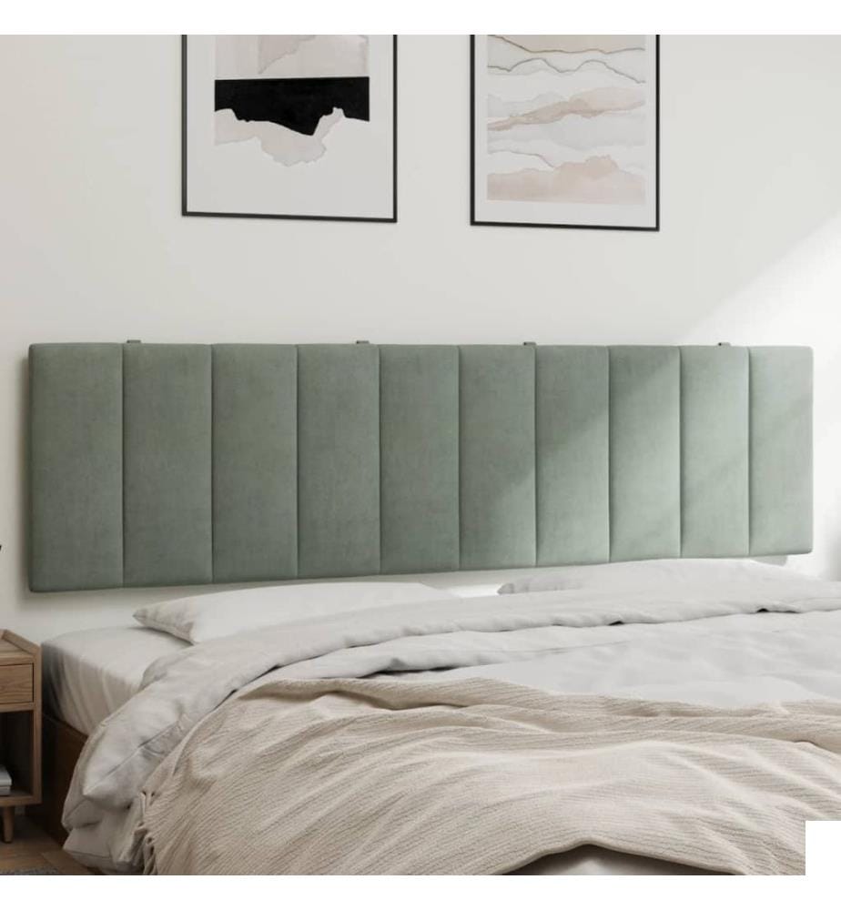 Coussin de tête de lit Hanko gris clair 180 cm velours