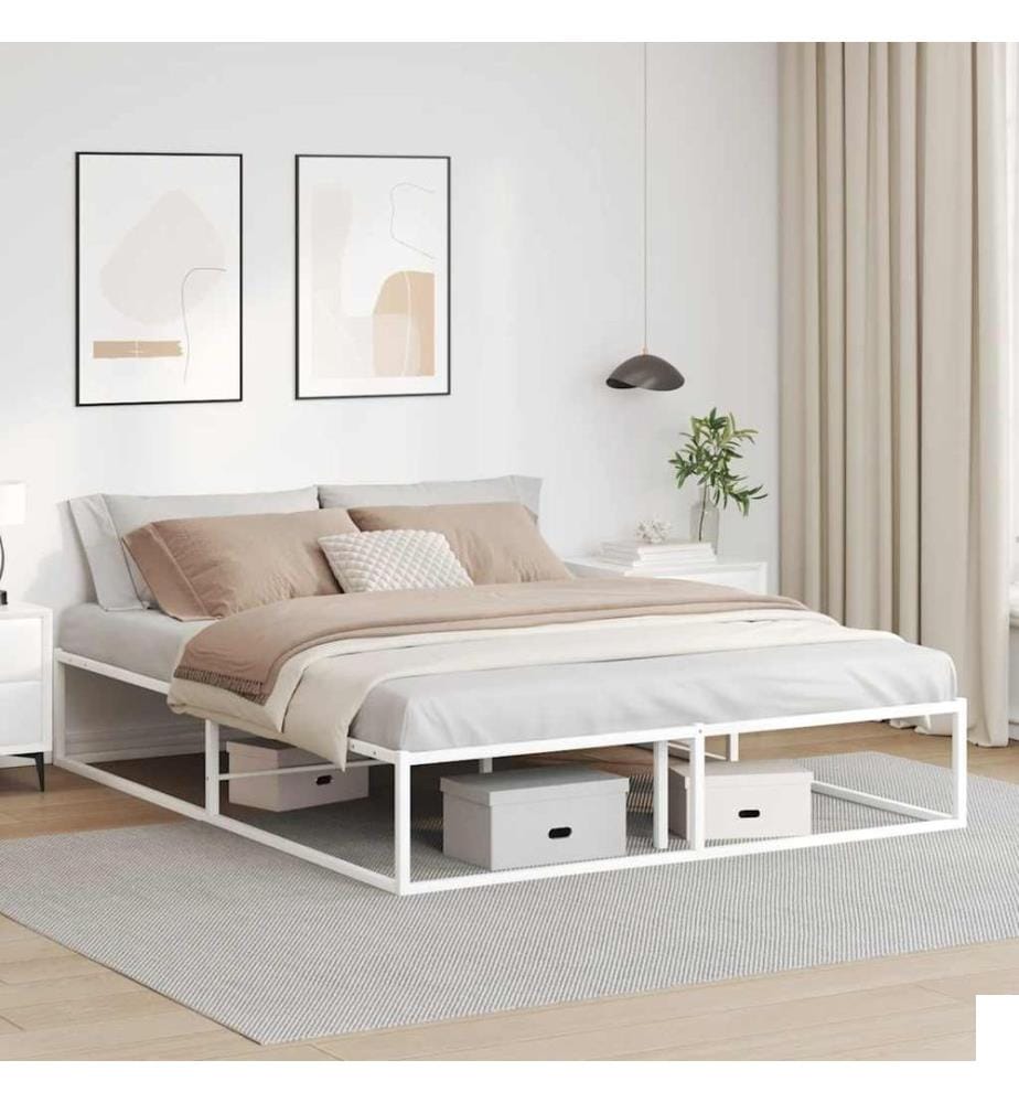 Cadre de lit sans matelas blanc 160x200 cm métal