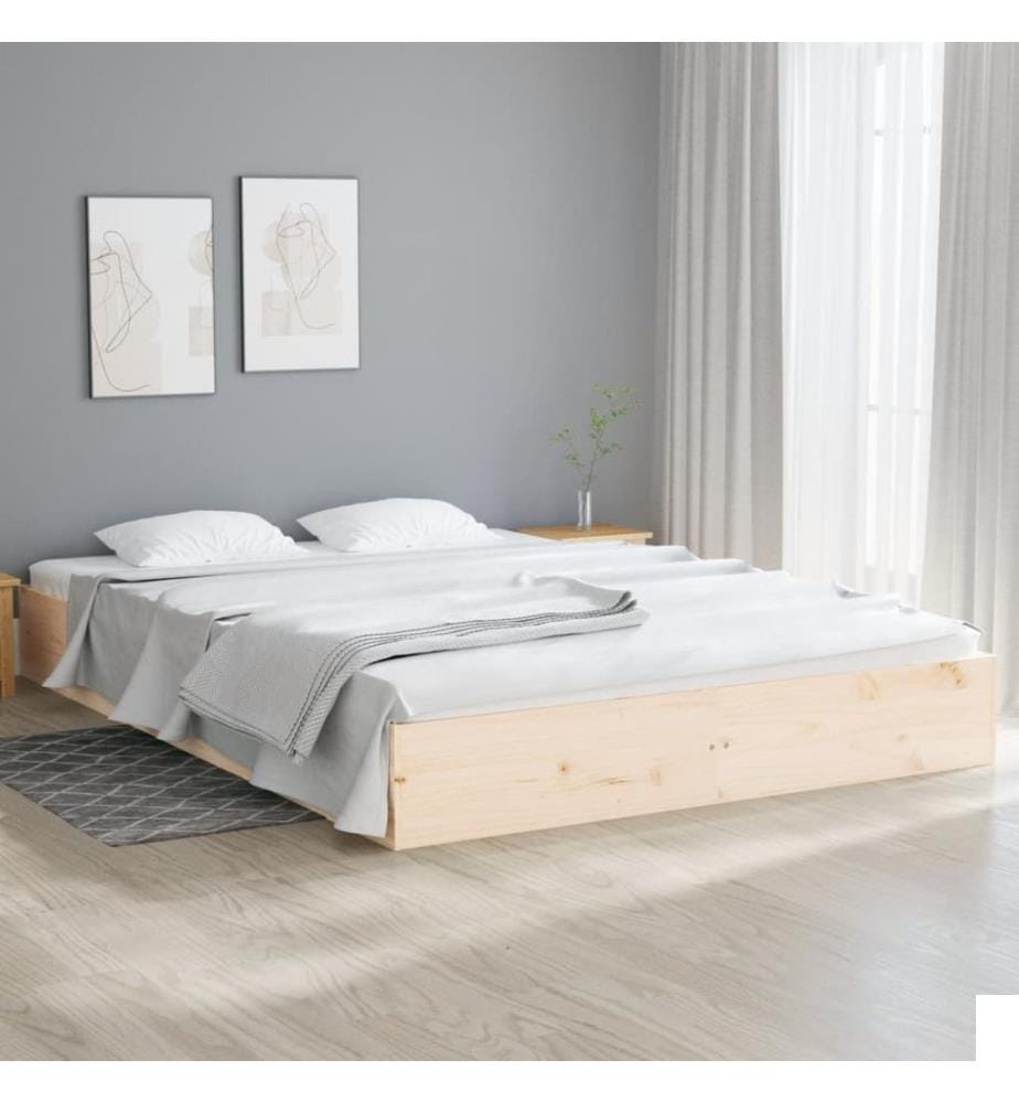 Cadre de lit sans matelas bois massif 180x200 cm