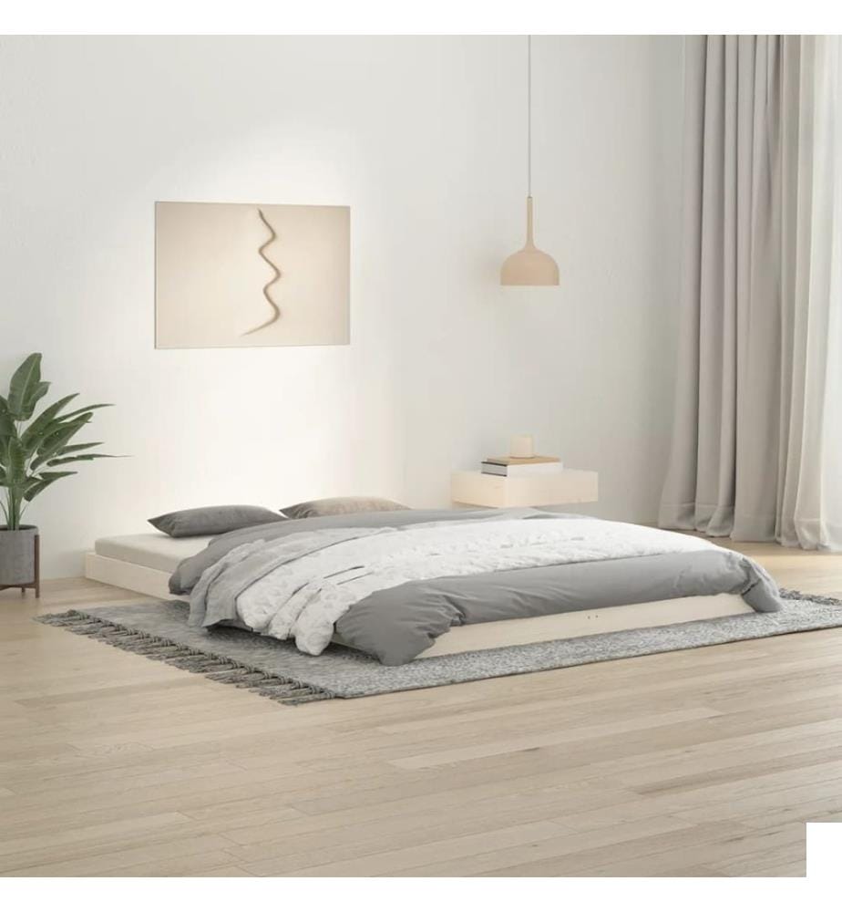 Cadre de lit sans matelas blanc 140x200 cm bois de pin massif