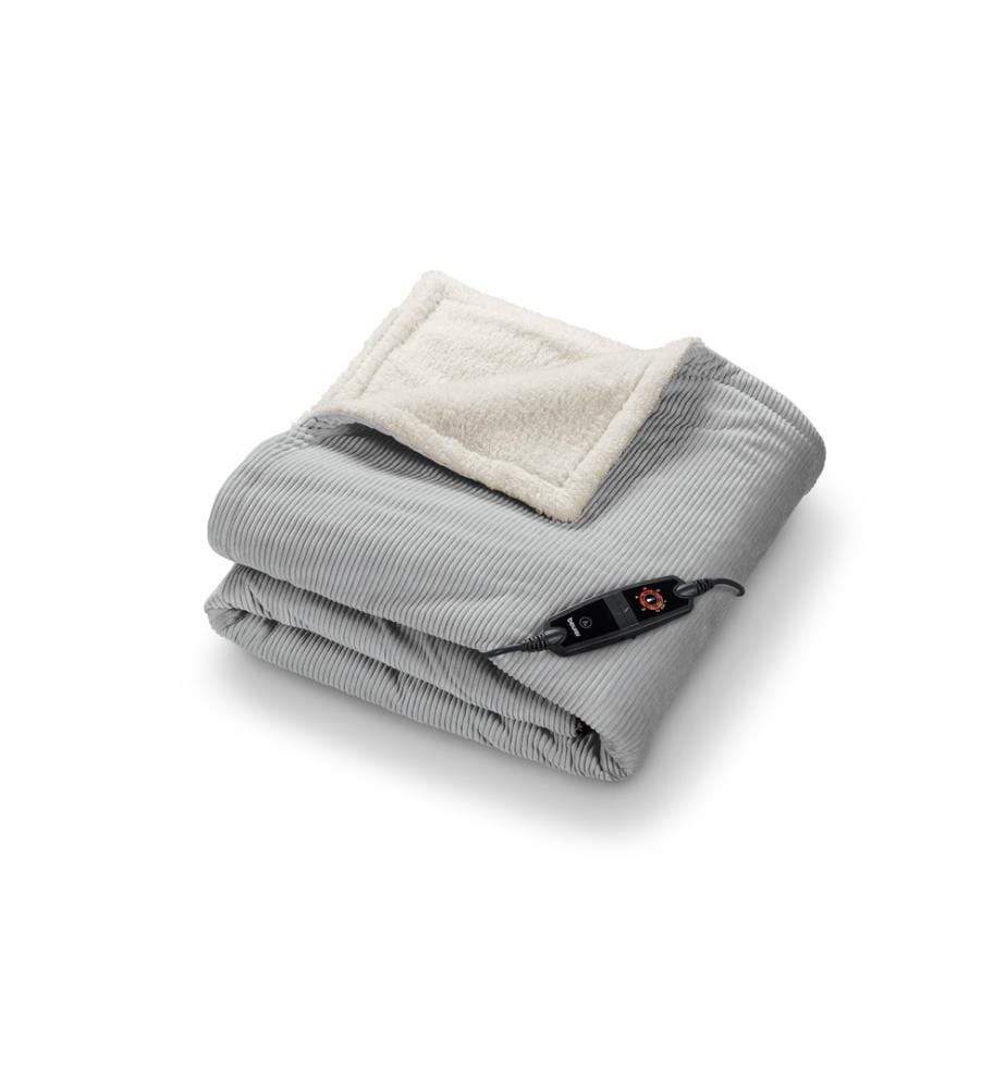 BEURER - Couverture chauffante HD 81 Cord Light Grey Green Planet