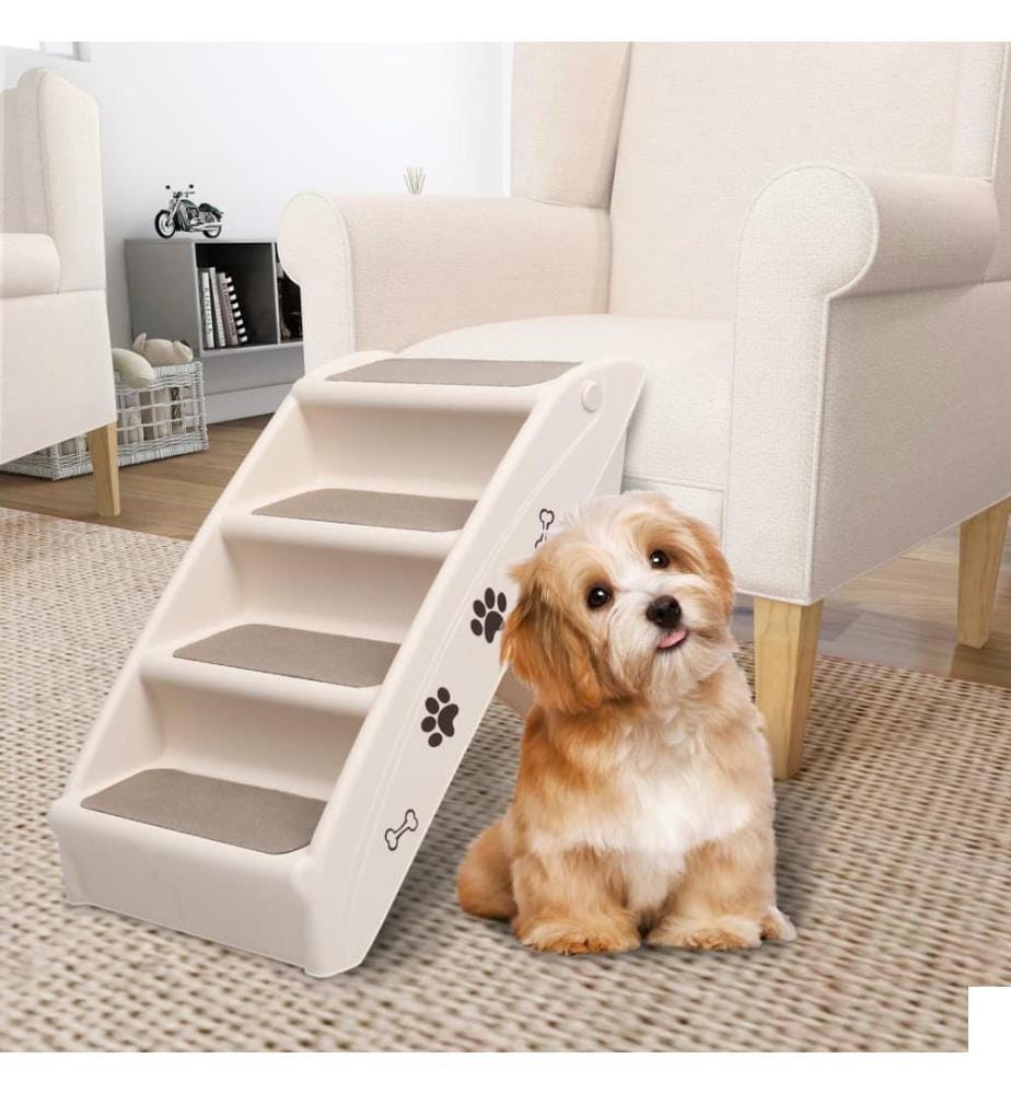 Escaliers pliables pour chiens Crème 62x40x49,5 cm