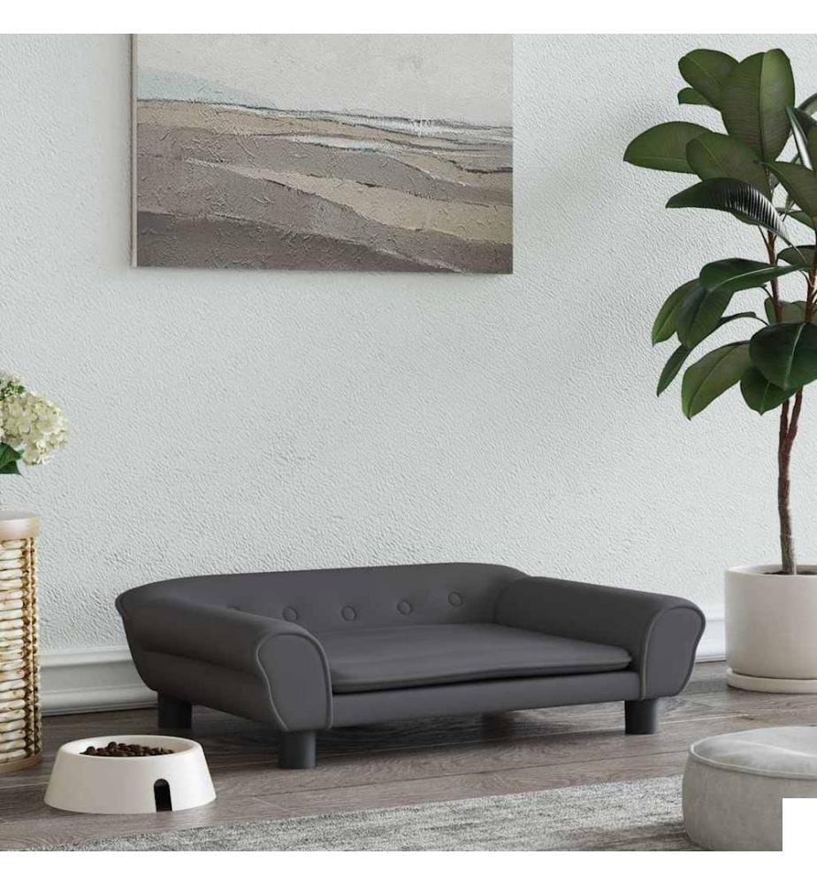 Lit pour chien gris foncé 70x48x22 cm velours