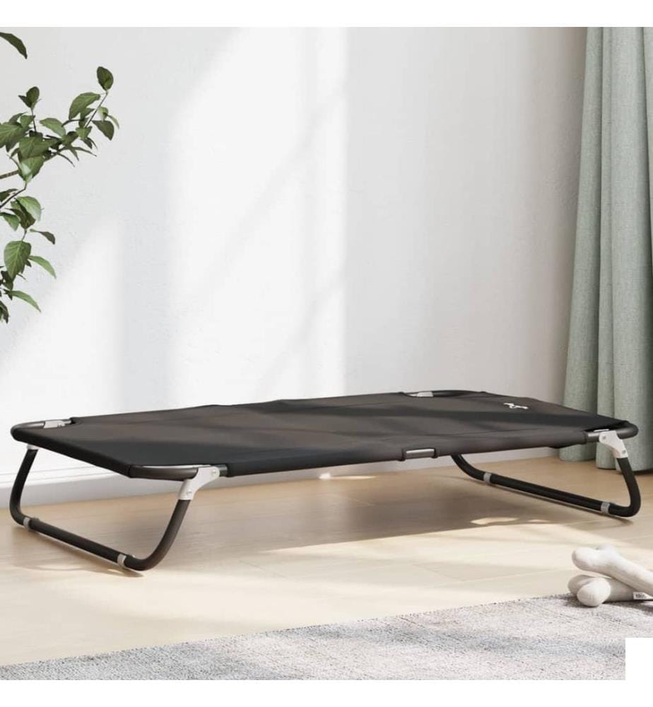 Lit pour chien pliable anthracite tissu Oxford et acier