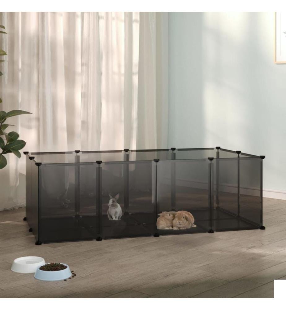 Cage pour petits animaux Noir 144x74x46,5 cm PP et Acier
