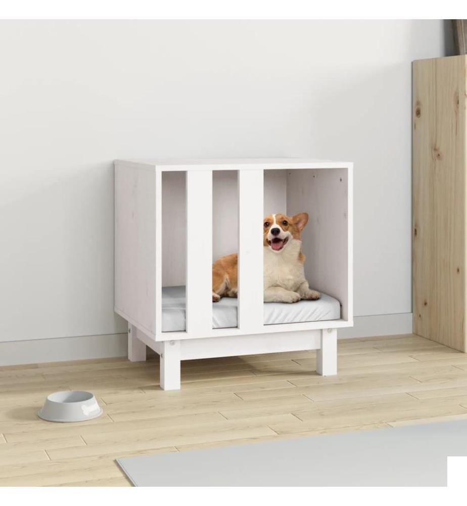 Niche pour chien Blanc 50x40x52 cm Bois de pin massif