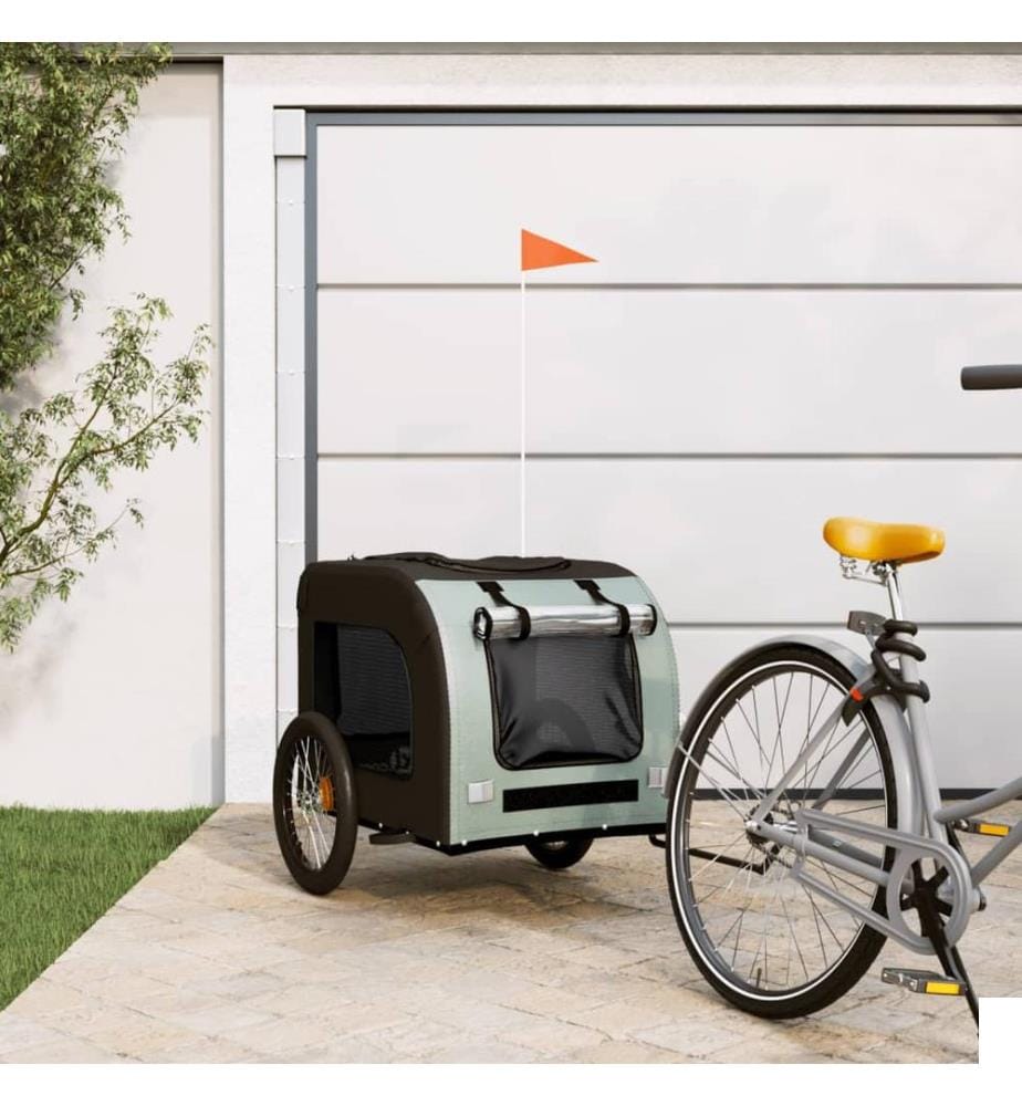 Remorque de vélo pour animaux de compagnie gris et noir