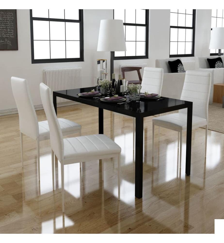 Ensemble de table à manger cinq pièces noir et blanc