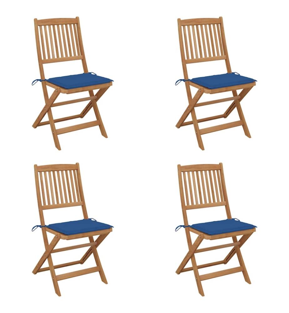 Chaises pliables de jardin lot de 4 avec coussins Bois d'acacia