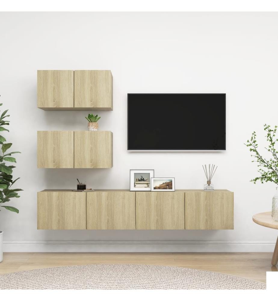 Ensemble de meubles TV 4 pcs Chêne sonoma Bois d'ingénierie