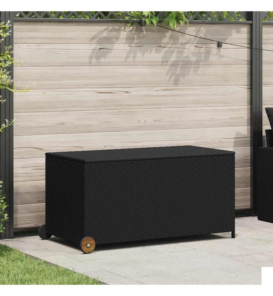 Boîte de rangement de jardin noir 120x65x61 cm résine tressée
