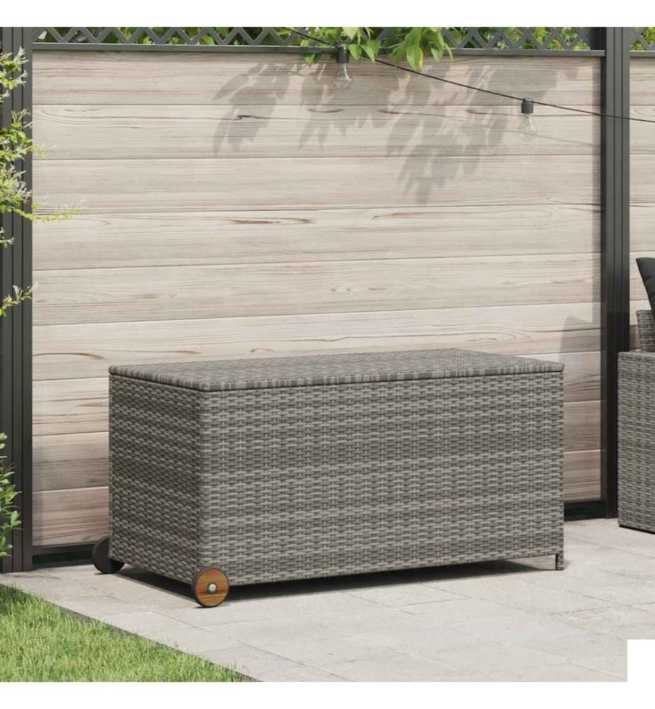 Boîte de rangement de jardin gris clair 120x65x61 cm rotin