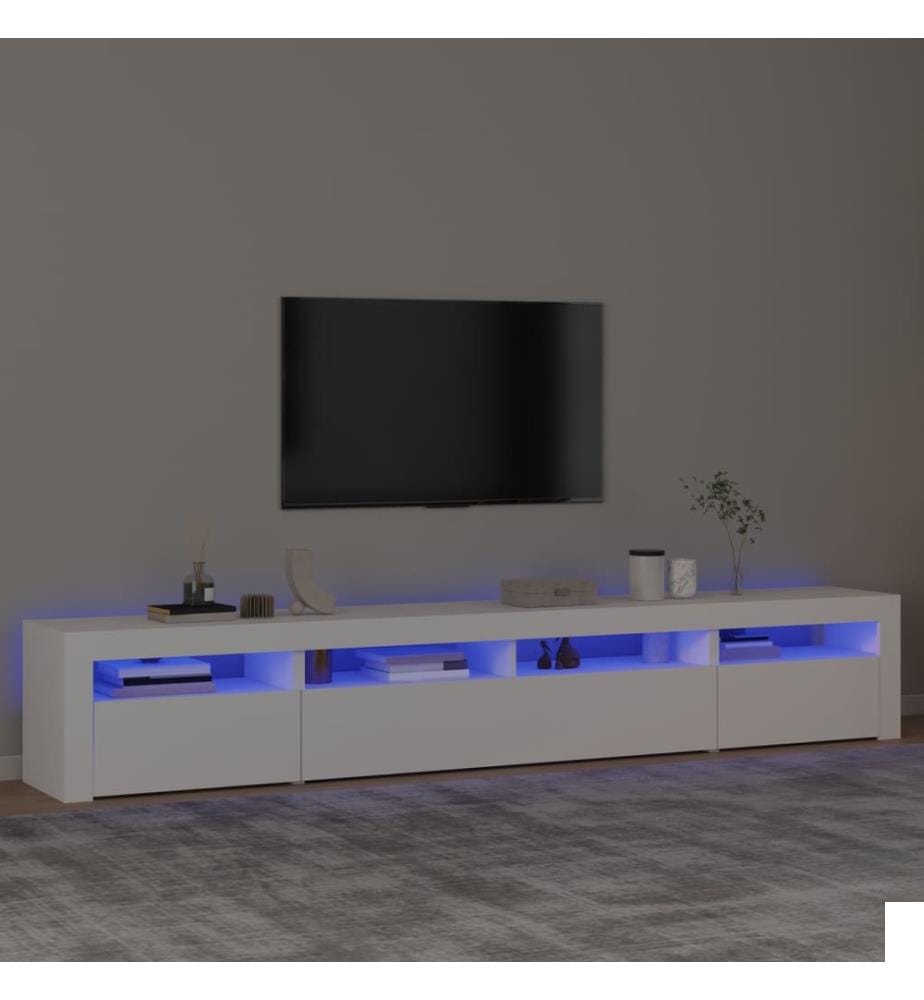 Meuble TV avec lumières LED Blanc 240x35x40 cm