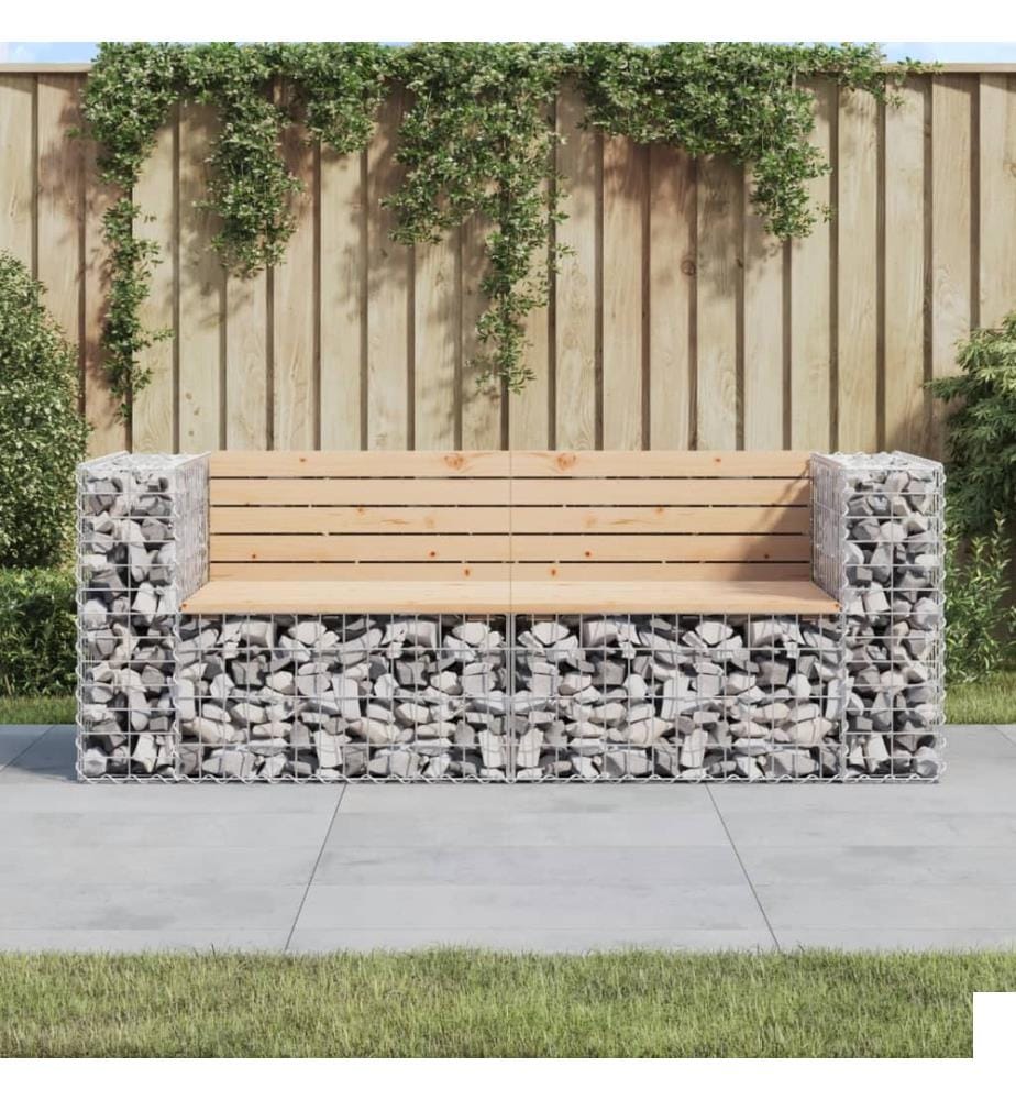 Banc de jardin design gabion 184x71x65,5 cm bois massif de pin
