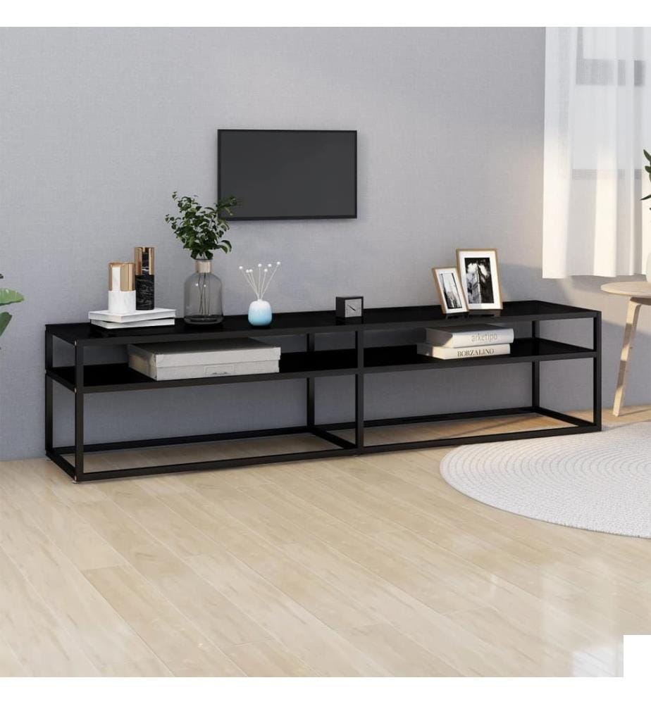Meuble TV noir 180x40x40,5 cm verre trempé