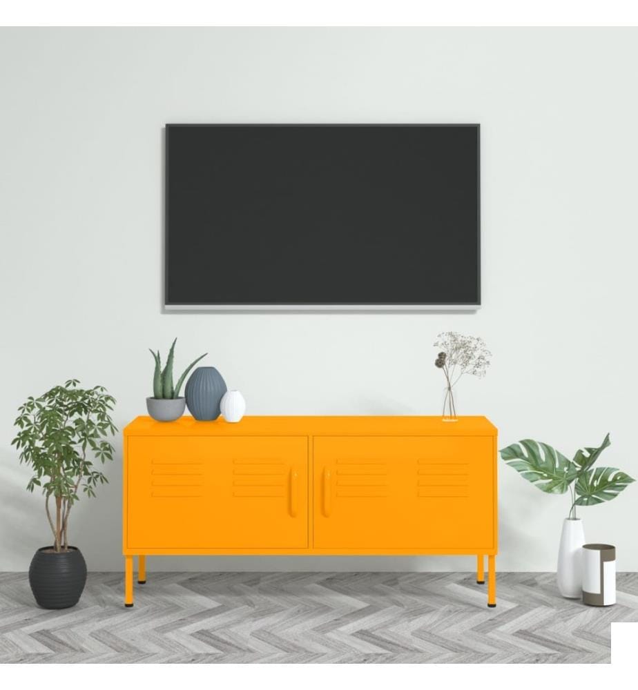 Meuble TV Jaune moutarde 105x35x50 cm Acier
