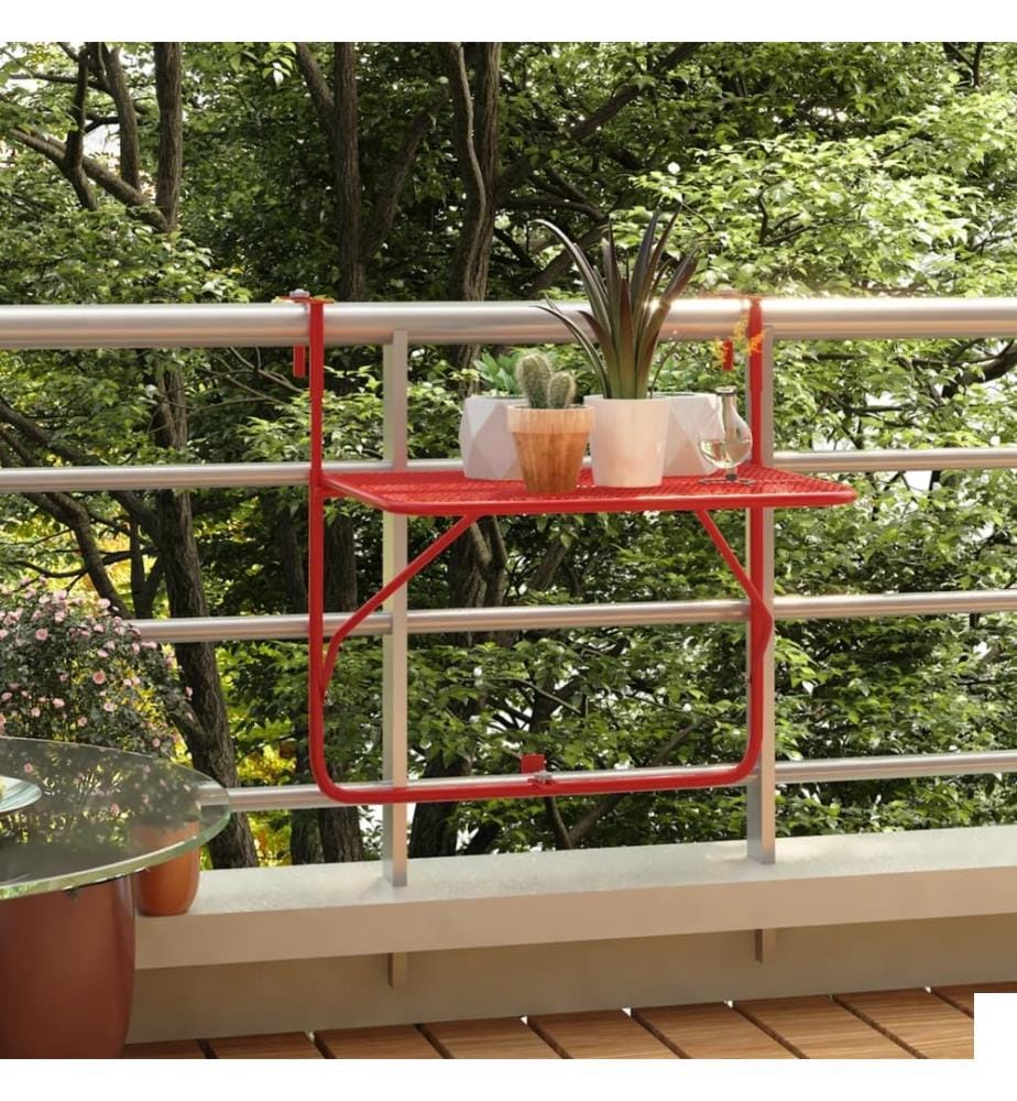 Table de balcon Rouge 60x40 cm Acier